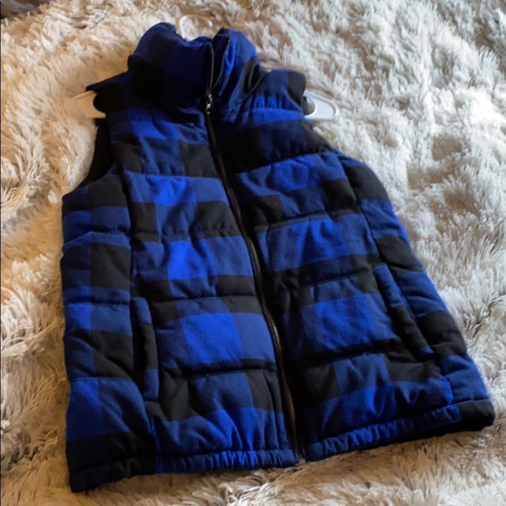 Old navy blue and black plaid vest